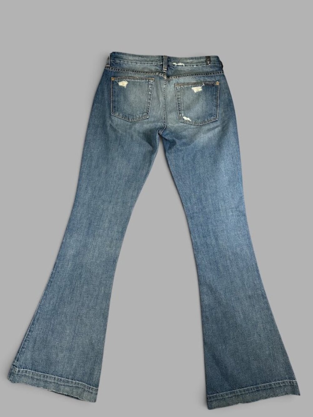 7 For All Mankind Jiselle Phenomena Distressed Flare Jeans 28 Blue Denim - Picture 4 of 11